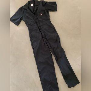 DICKIES Short Sleeve Workwear Coverall Jumpsuit in Black small